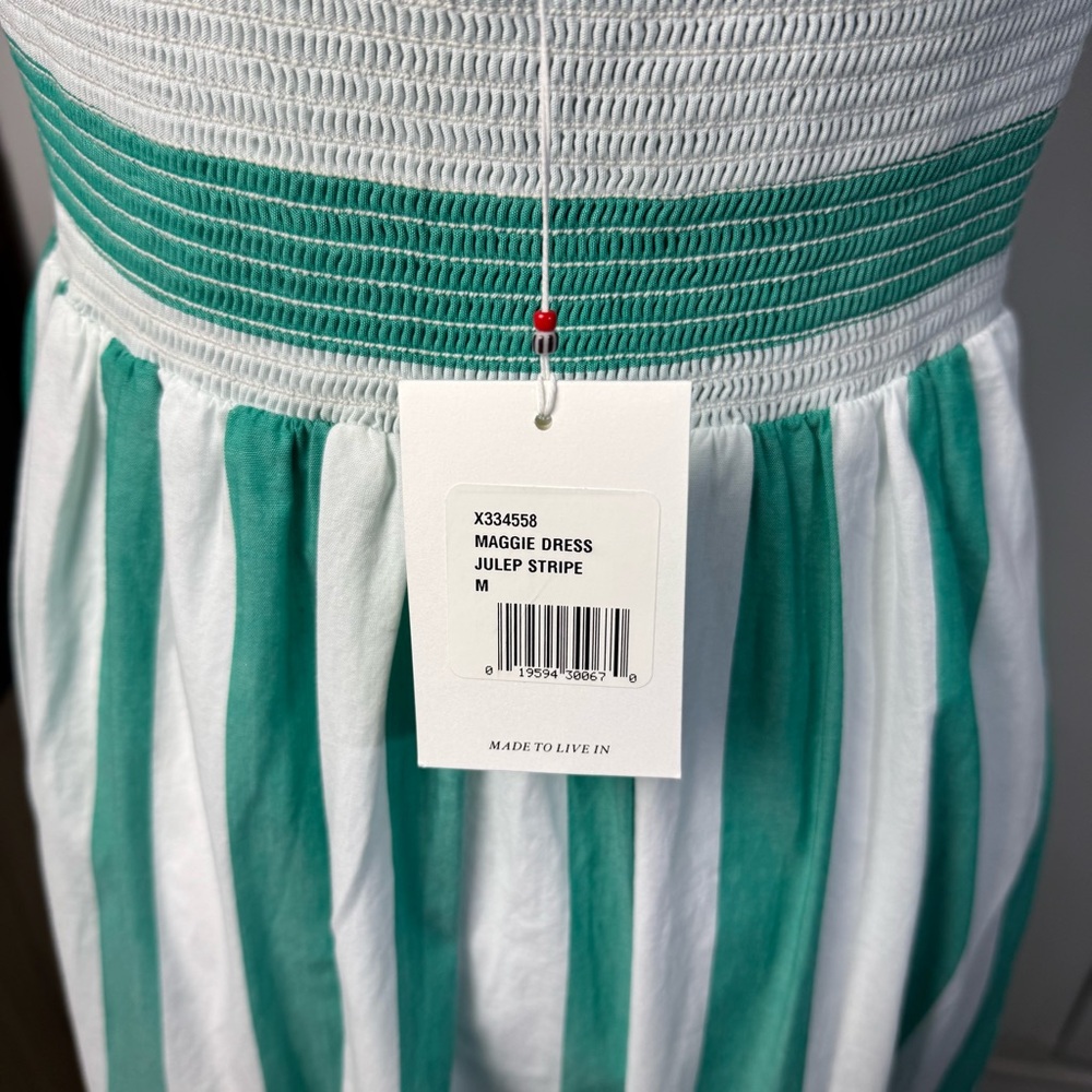 NWT Xirena Maggie Dress Medium Julep Stripe Green White Cotton Maxi Dress Resort - Picture 4 of 5